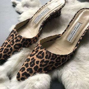 Satin Leopard Slides